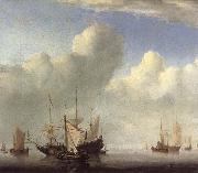 VELDE, Willem van de, the Younger A Dutch Ship Coming to Anchor and Another Under Sail USA oil painting artist